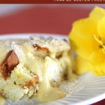 Pina Colada Bread Pudding with Coconut Creme Anglaise