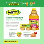 Sale on Mott’s® Applesauce and Juice at Dollar General